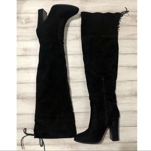 Black Thigh High Heel Boots